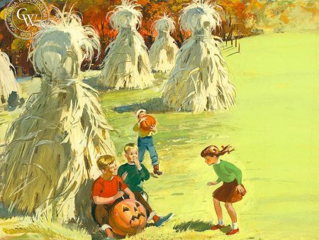 Cornstalks and Pumpkins, 1952 Hot on Sale